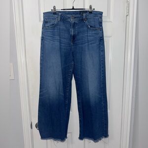 AG Adriano Goldschmied Saige Wide Leg Raw Hem Jeans